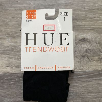 HUE TRENDWEAR TIGHTS/Black/texture Rib pattern/Control Top/Size: 1 4’11-5’6”